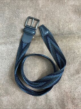 Anderson's Made in Italy Woven Braided Leather Tab Belt Sz 34